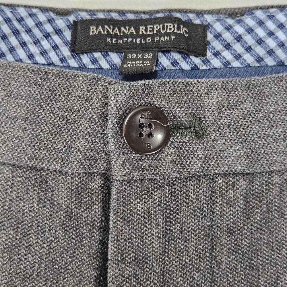 Banana Republic Men's Kentfield Pants Gray Herringbone 33x32